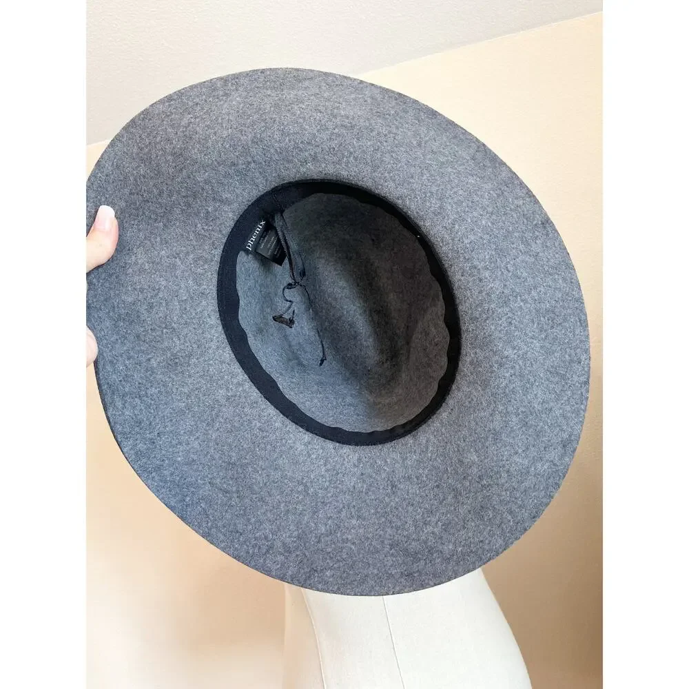 Phenix Women's Gray 100% Wool Hat Leather Trim Fall Winter Neutral Adjustable - Picture 4 of 4